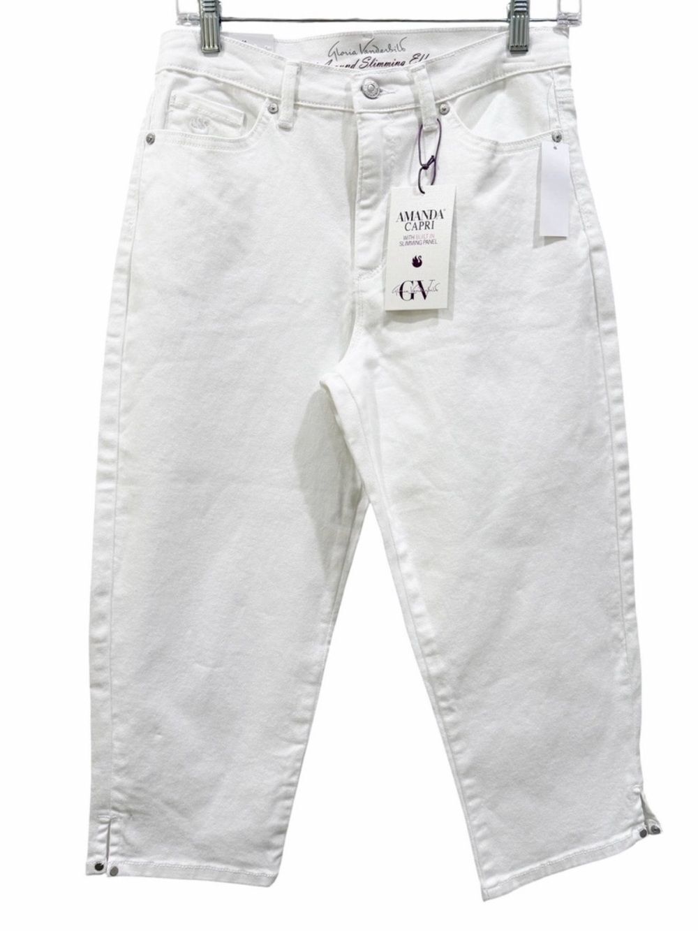 Gloria Vanderbilt Amanda High Rise Slimming Stretch Capri Jeans White 6 NEW